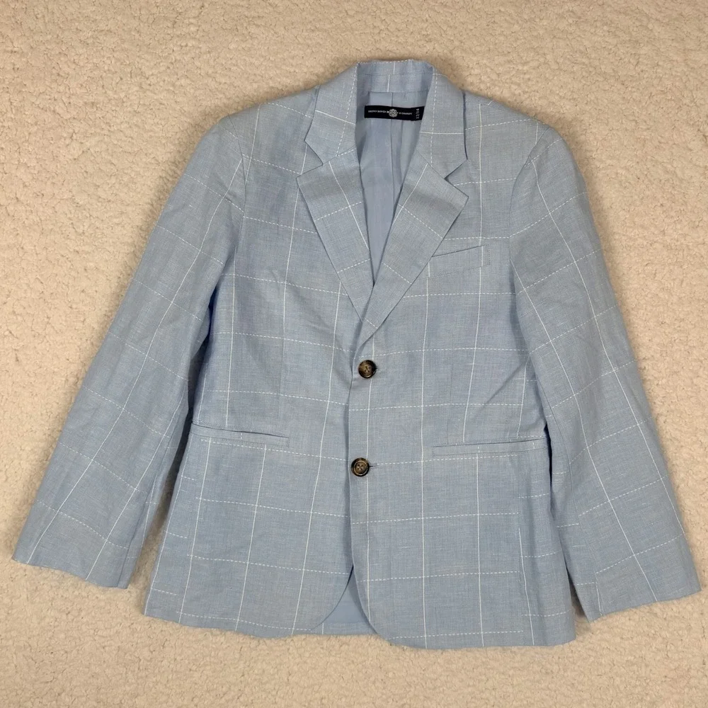 Brown Bowen & Company Youth 12-14 Linen Cotton Gentlemans Jacket Blue Blazer